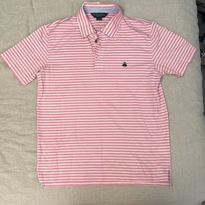 Pink and white stripe Brooks Brothers polo